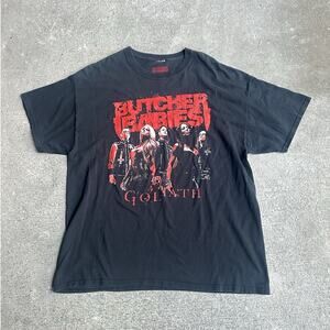 BUTCHER BABIES Goliath T-Shirt Men's XL Black Song Lyrics Graphic Short Sleeve